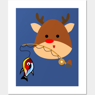 Merry Christmas Reindeer & Fishing Posters and Art